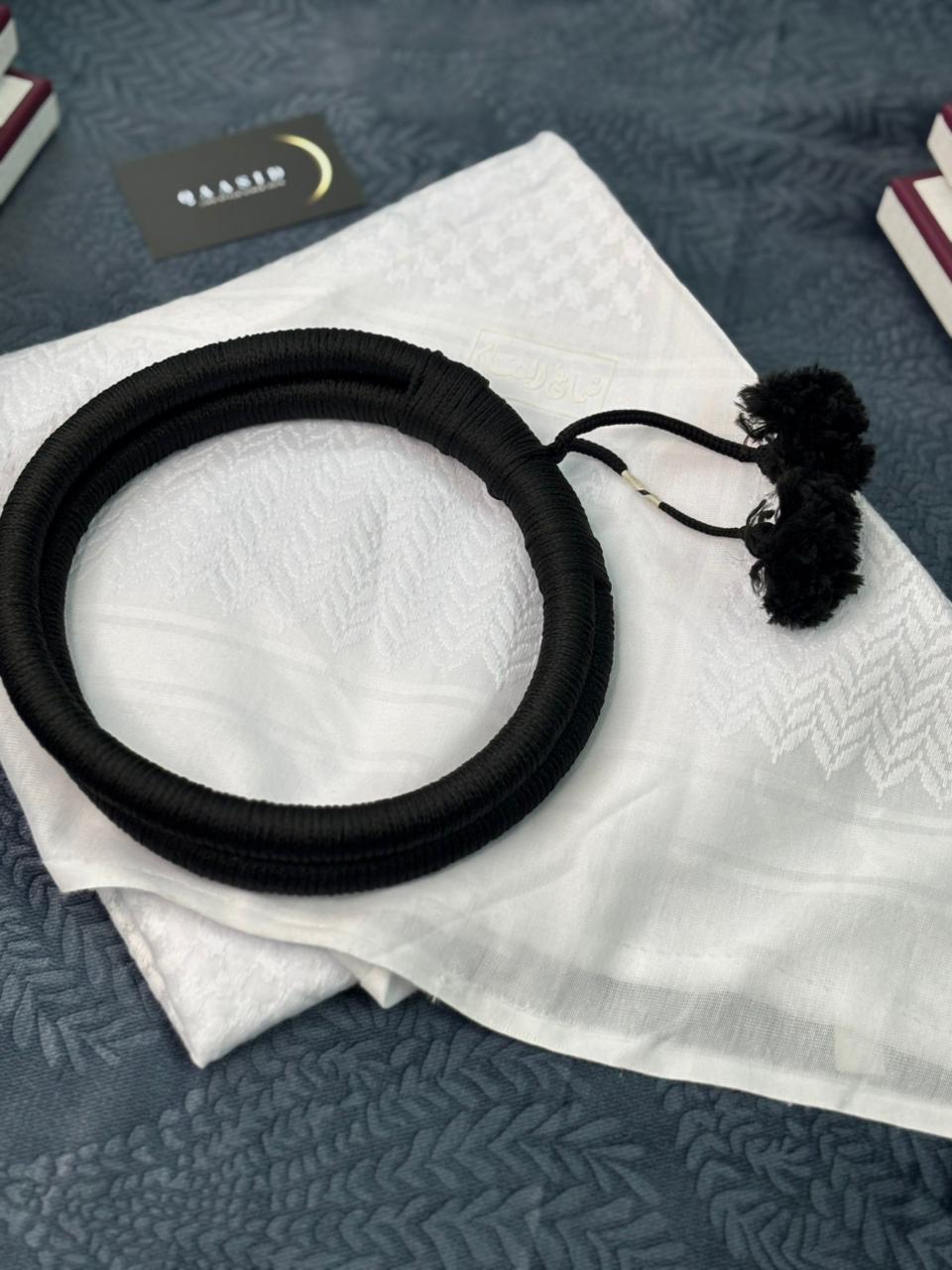 Luxury Shemagh Keffiyeh Scarf | 55" x 55" | White | Belt