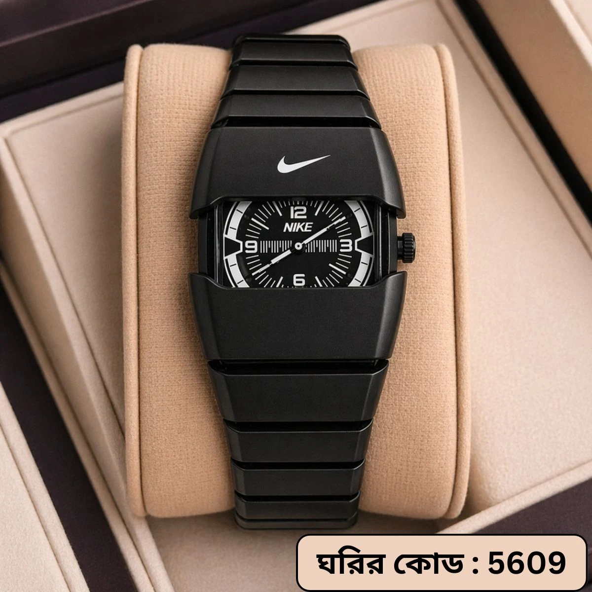 Premium Unisex Stylish Watch – Luxury Design - Nike Watch Model 9090 Full Black Colour Dial Black Or White - এক পিস ব্যাটারি ফ্রি