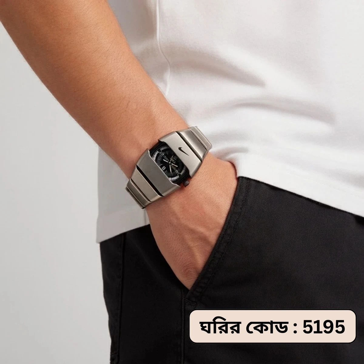 Premium Unisex Stylish Watch – Luxury Design - Nike Watch Model 9090 Full Silver Dial Black Or White - এক পিস ব্যাটারি ফ্রি - Image 3