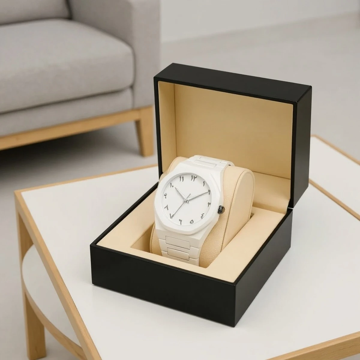 Arabic Plastic Carbon Fiber body Watch Full White Colour Dial Arabic - Image 5