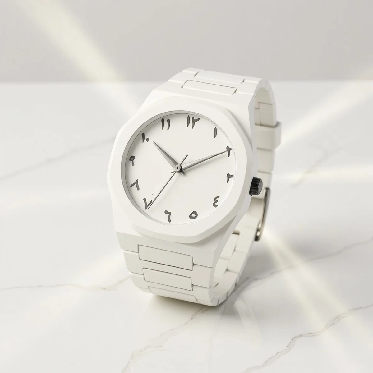 Arabic Plastic Carbon Fiber body Watch Full White Colour Dial Arabic - Image 2