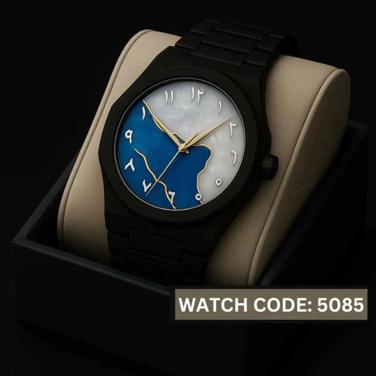 Arabic Plastic Carbon Fiber body Watch Dial Blue or White Mix Colour Arabic Watch - এক পিস ব্যাটারি ফ্রি