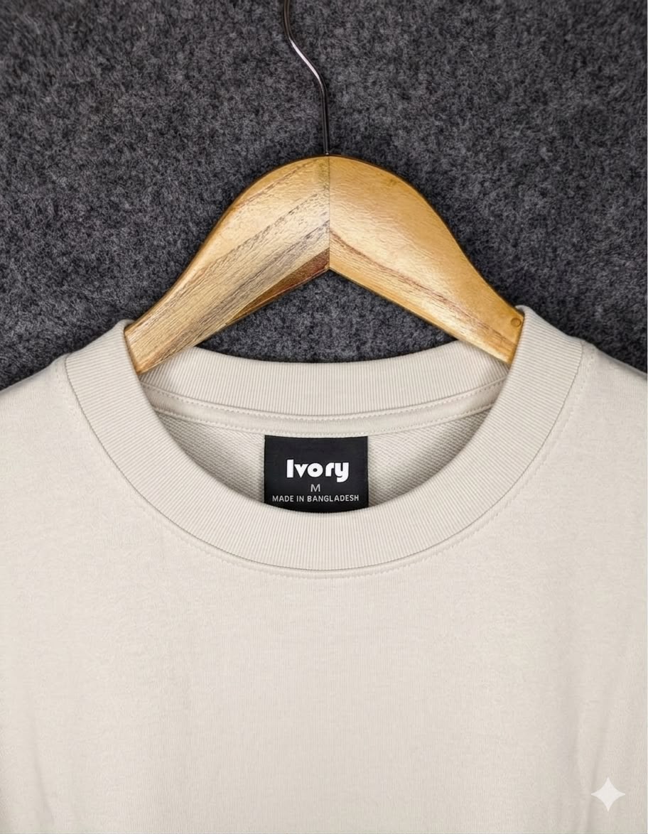 Men's Solid T-Shirt – Off-White Color | Drop Shoulder | Oversized - Image 2