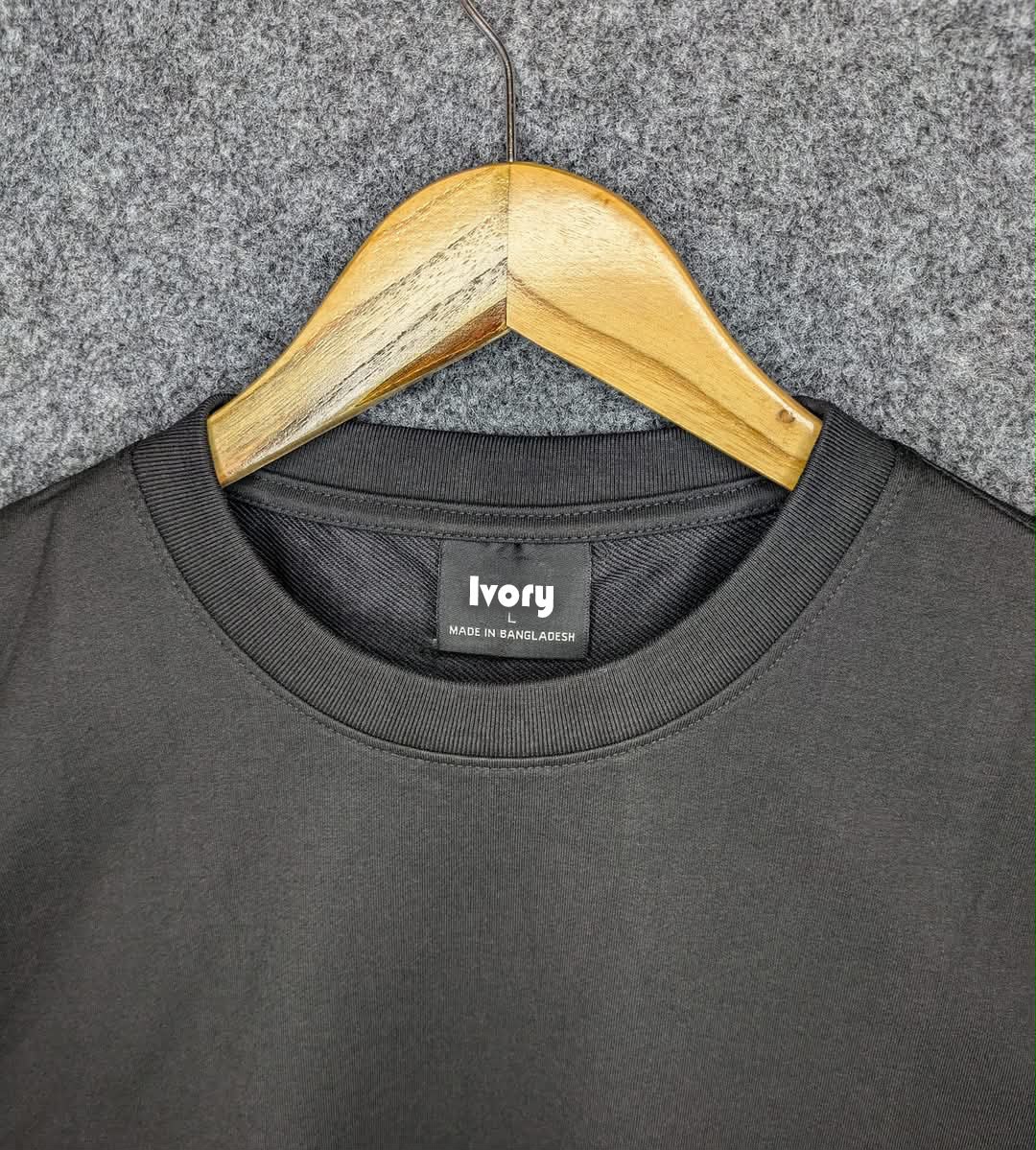 Men's Solid T-Shirt – Black Color | Drop Shoulder | Oversized - Image 2