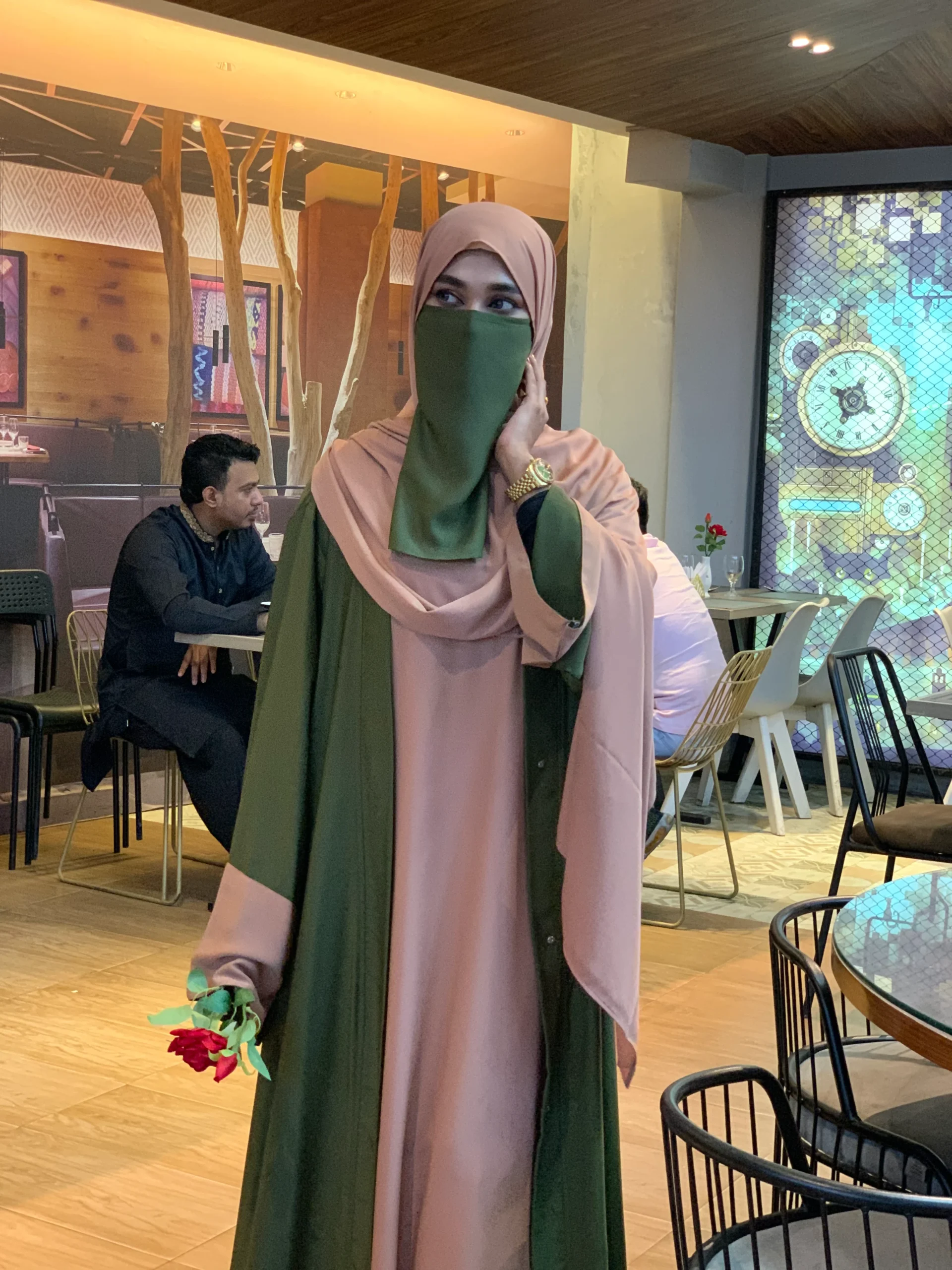 Premium Sabeen Abaya/Koti (Olive)