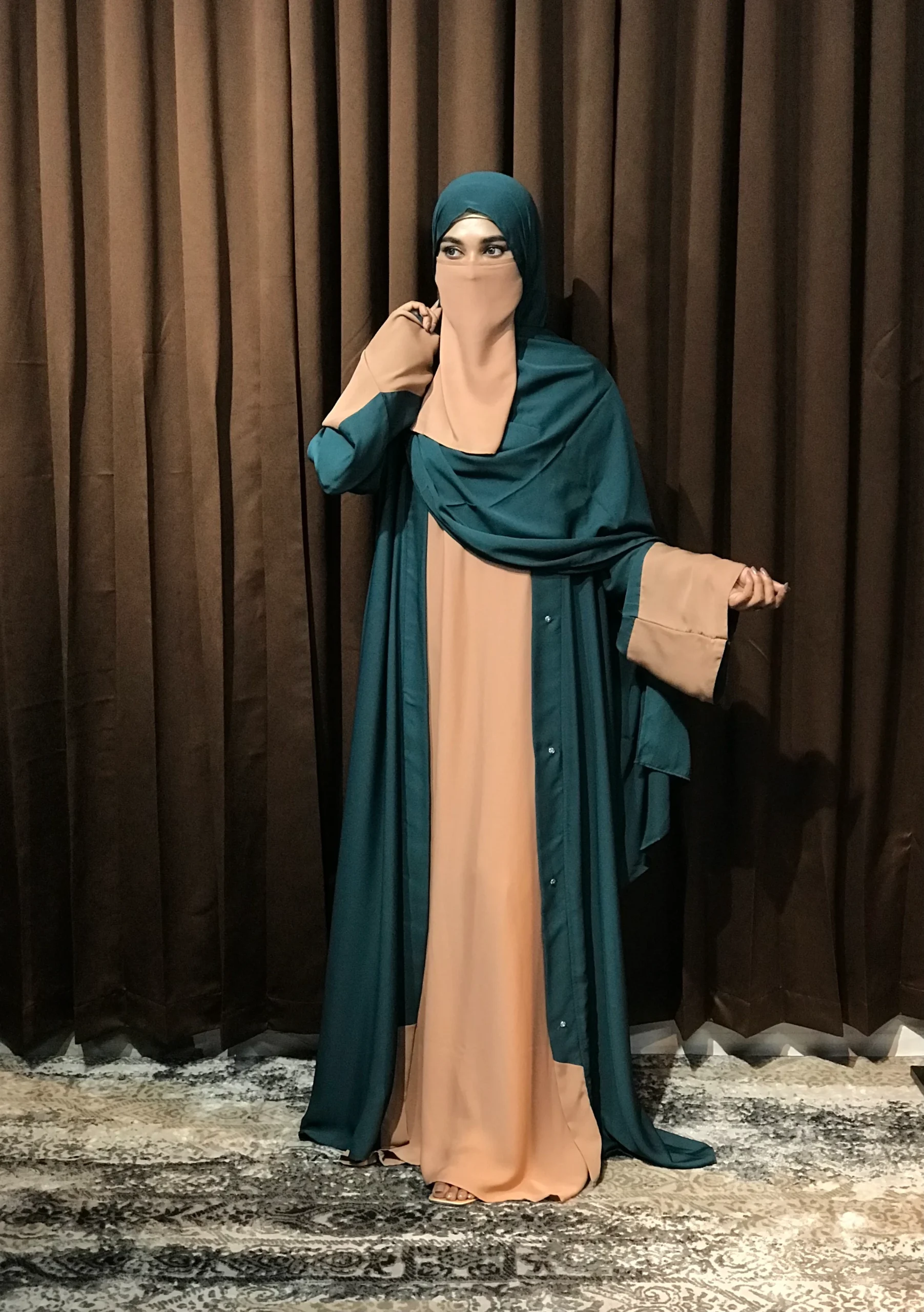 Premium Sabeen Abaya/Koti (Patrol Blue)