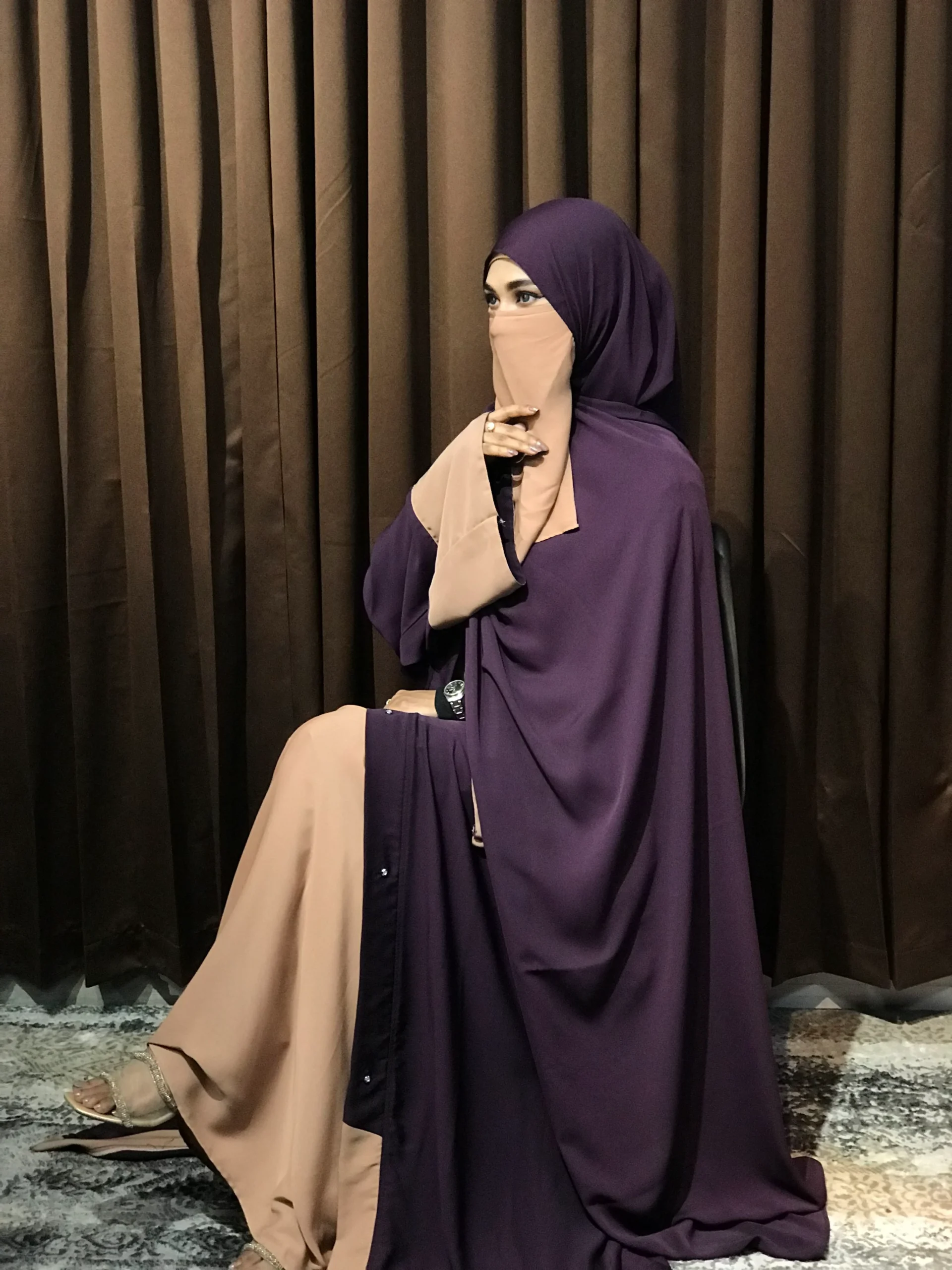 Premium Sabeen Abaya/Koti (Purple) - Image 3