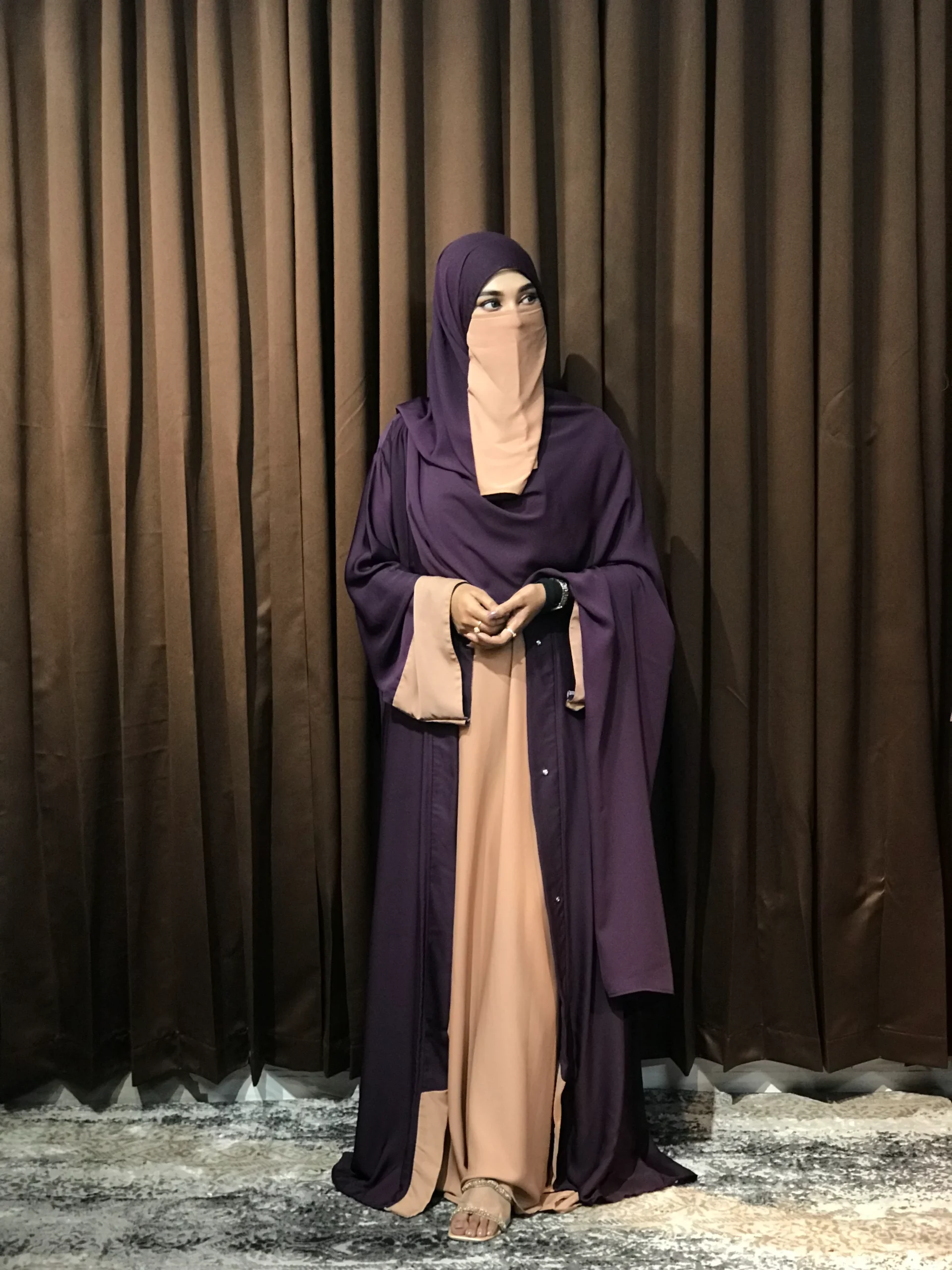 Premium Sabeen Abaya/Koti (Purple) - Image 2