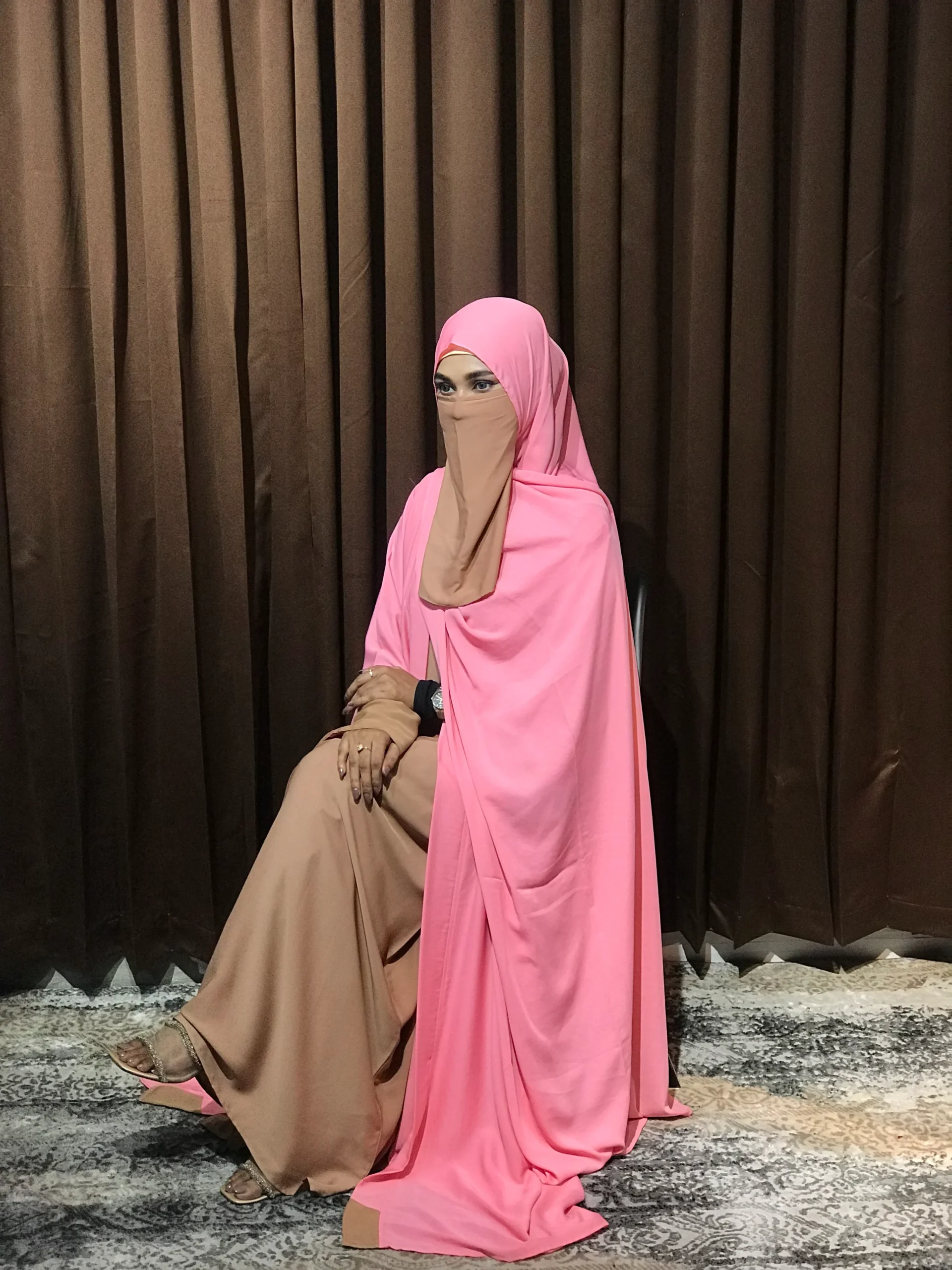 Premium Sabeen Abaya/Koti (Pink) - Image 3