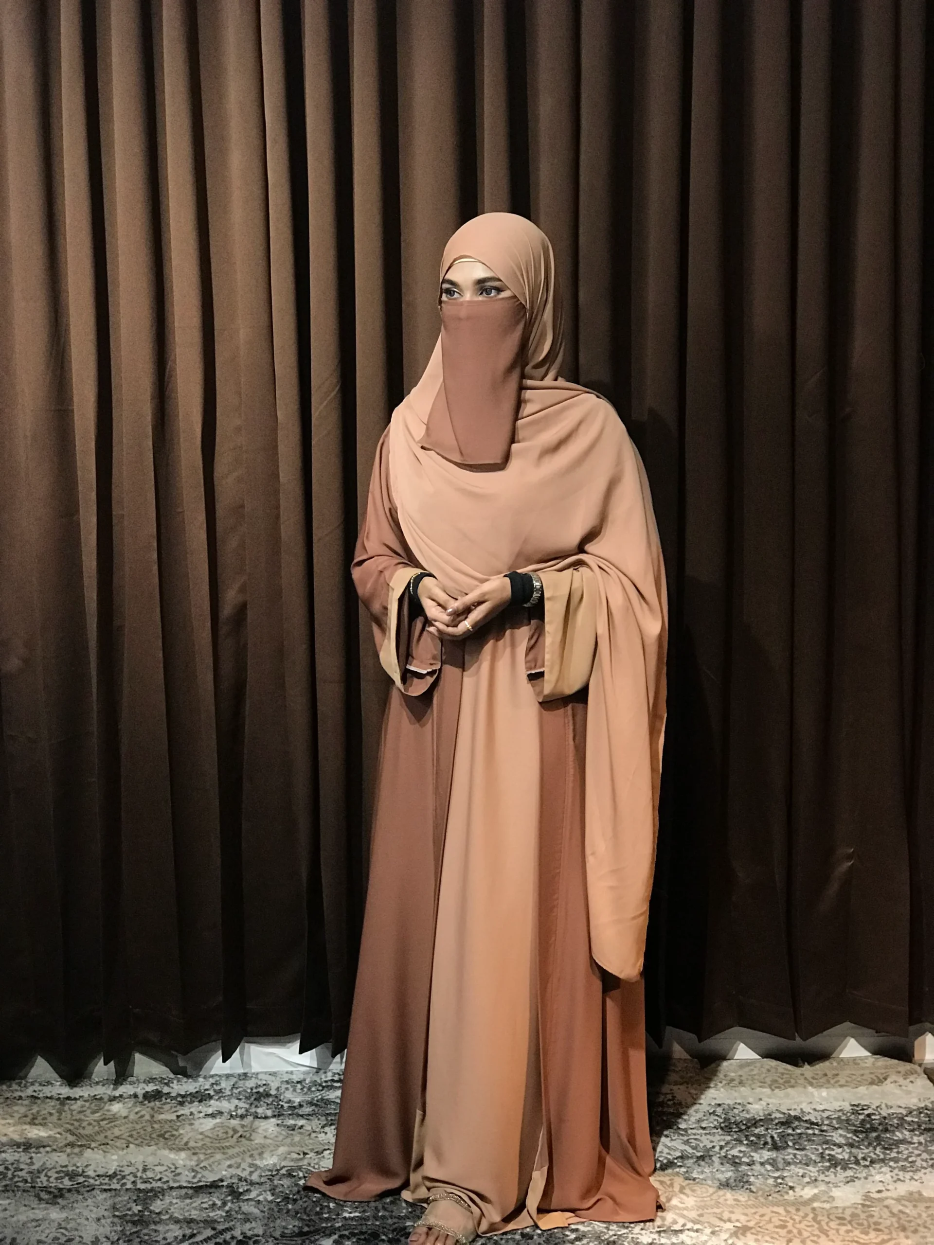 Premium Sabeen Abaya/Koti (Choco)