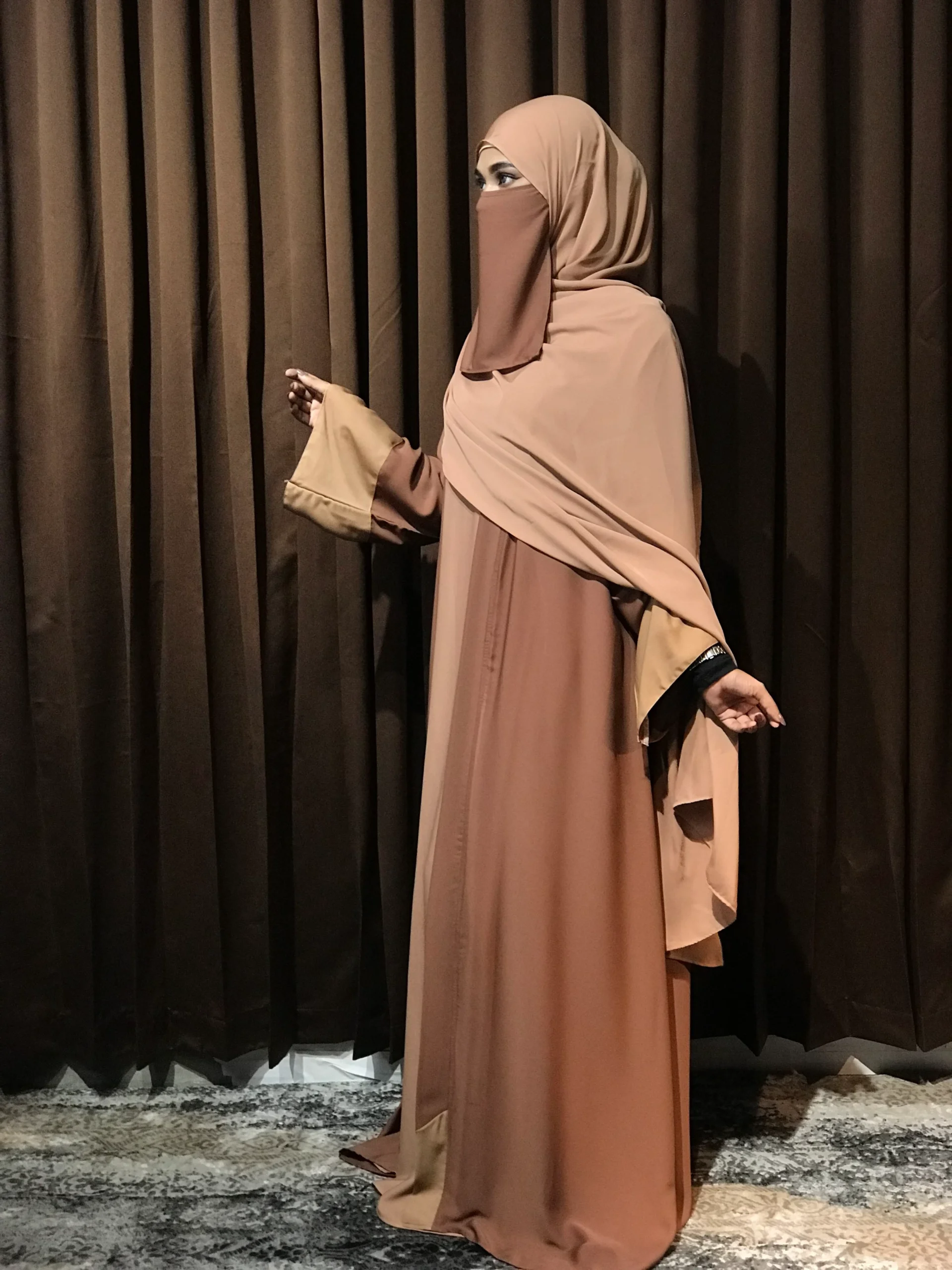 Premium Sabeen Abaya/Koti (Choco) - Image 2