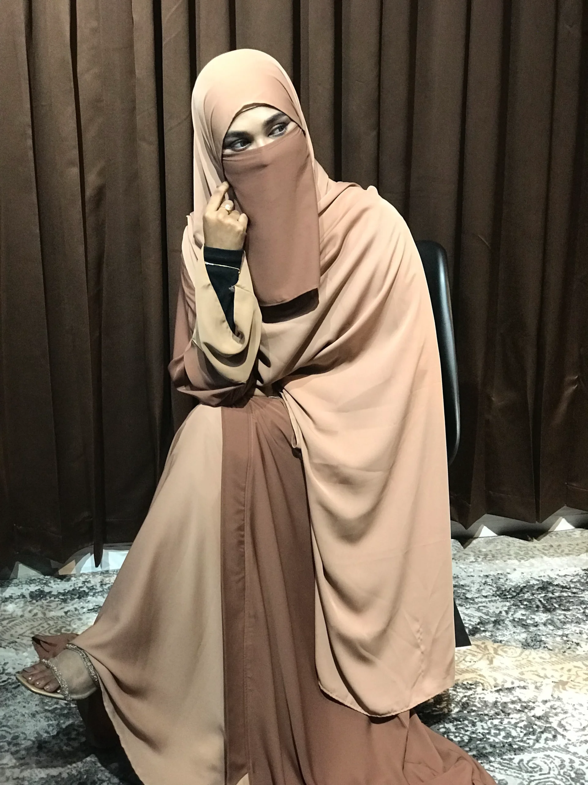 Premium Sabeen Abaya/Koti (Choco) - Image 4
