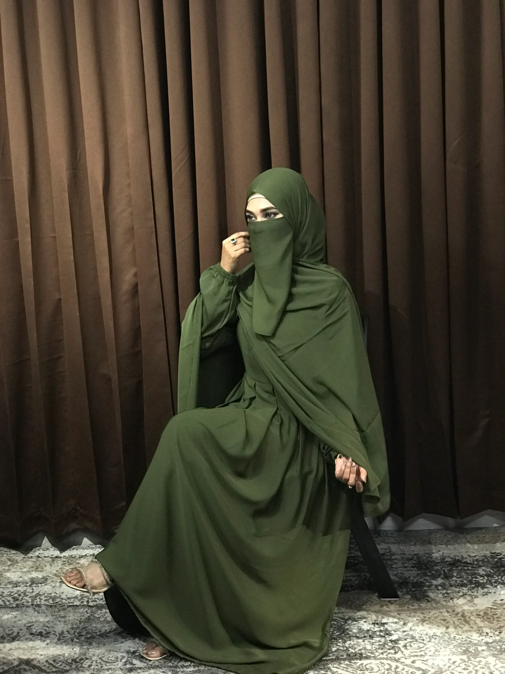 Women’s Regular Borka (Olive) - Image 3