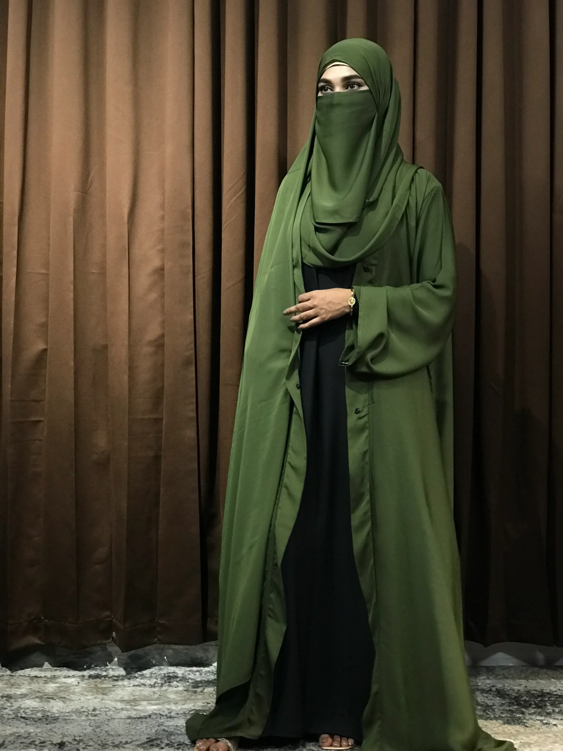 Premium Regular Abaya/Koti (Olive) - Image 2
