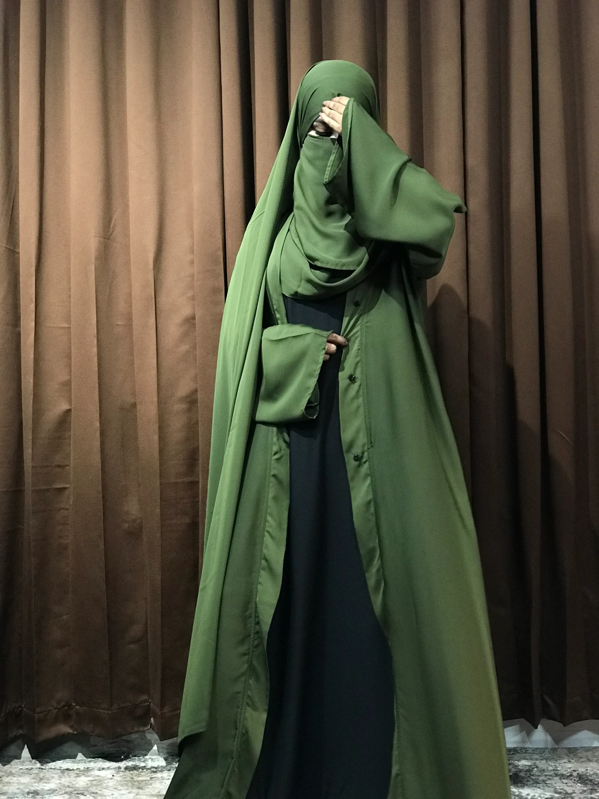 Premium Regular Abaya/Koti (Olive) - Image 3