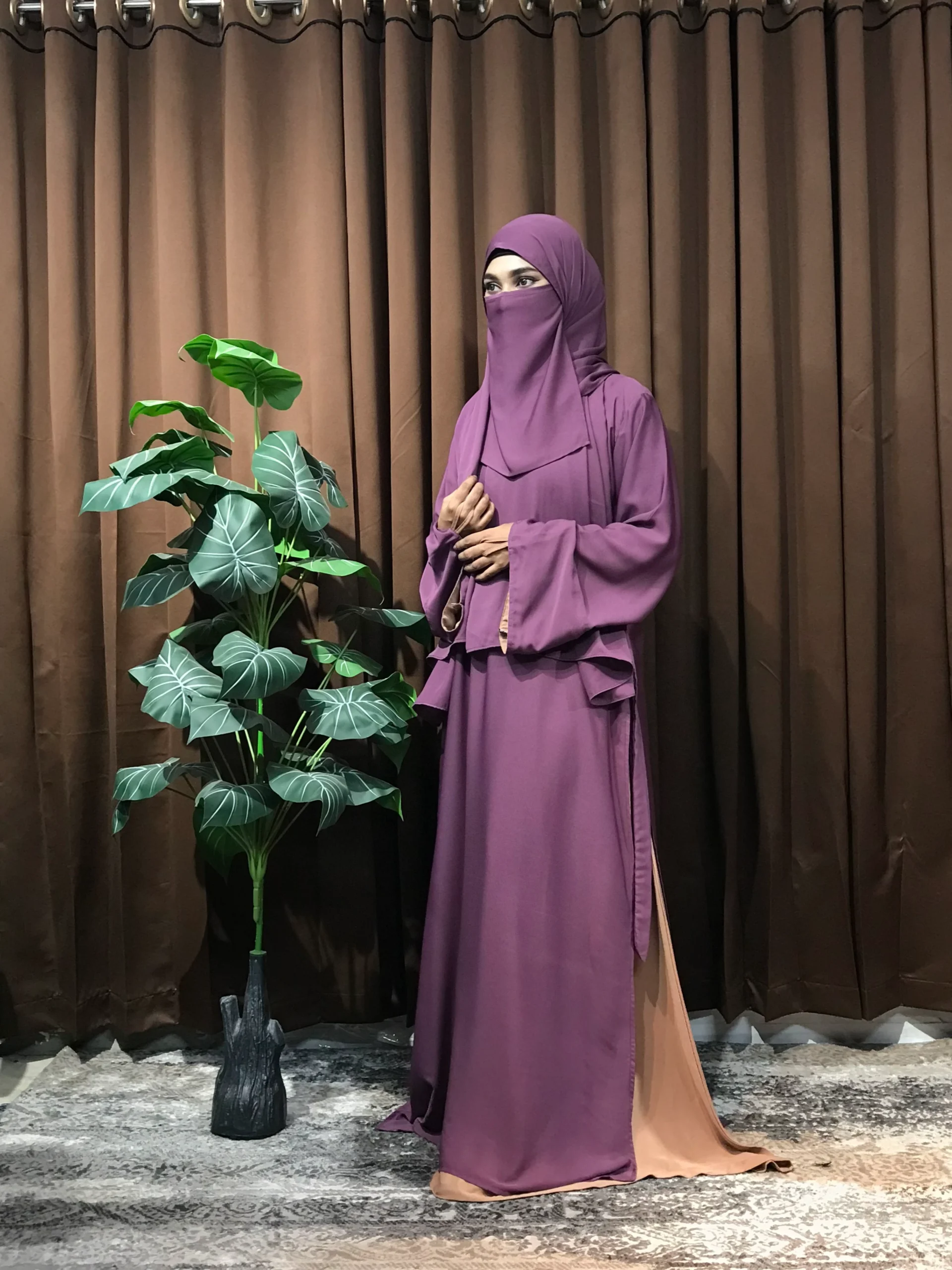 Premium Turkish Aksaa Abaya (Mauve) - Image 3