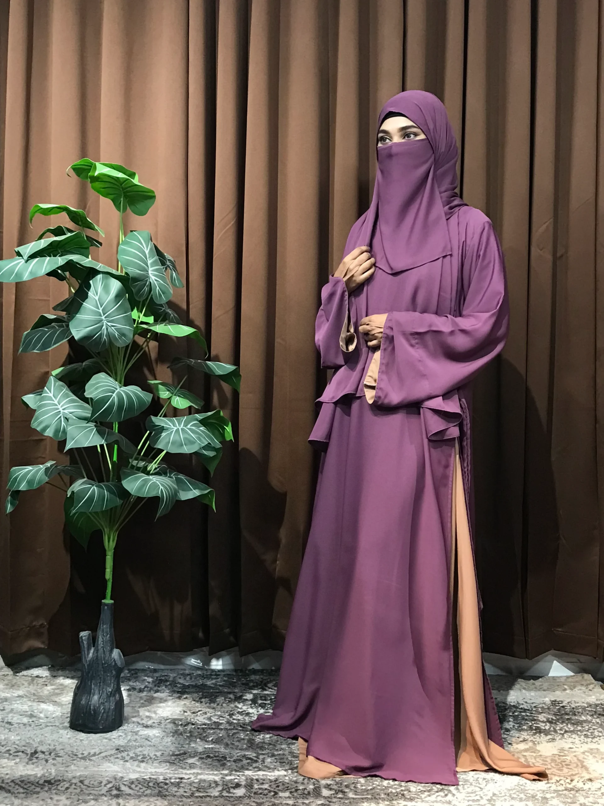 Premium Turkish Aksaa Abaya (Mauve) - Image 4