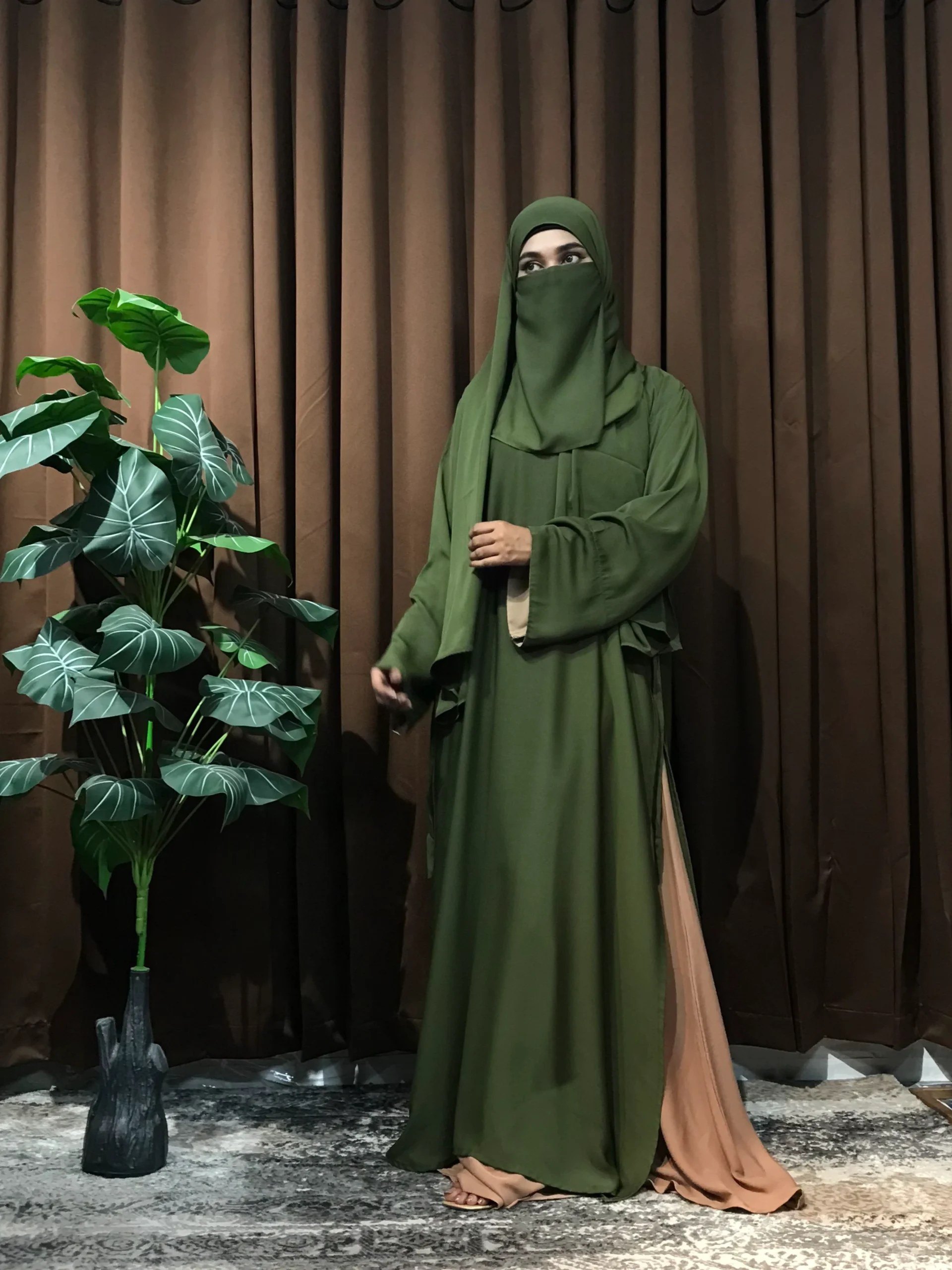 Premium Turkish Aksaa Abaya (Olive) - Image 4