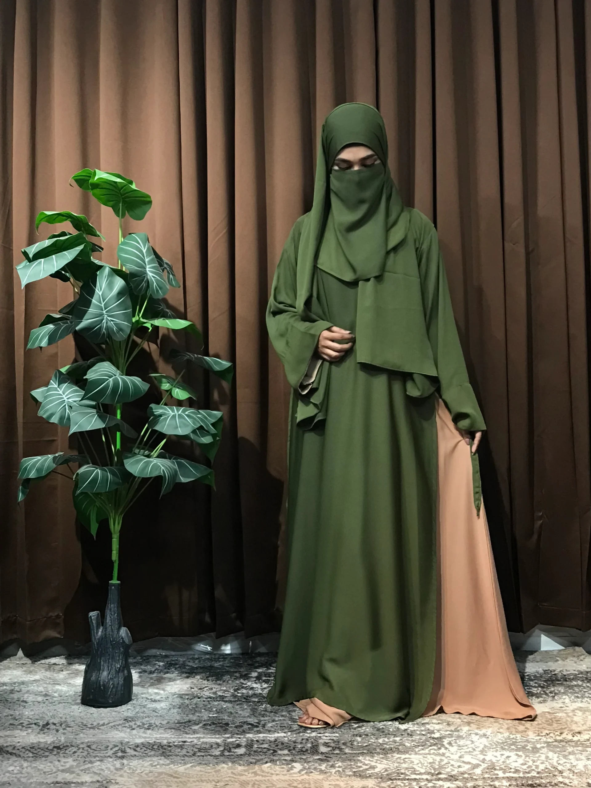 Premium Turkish Aksaa Abaya (Olive) - Image 3