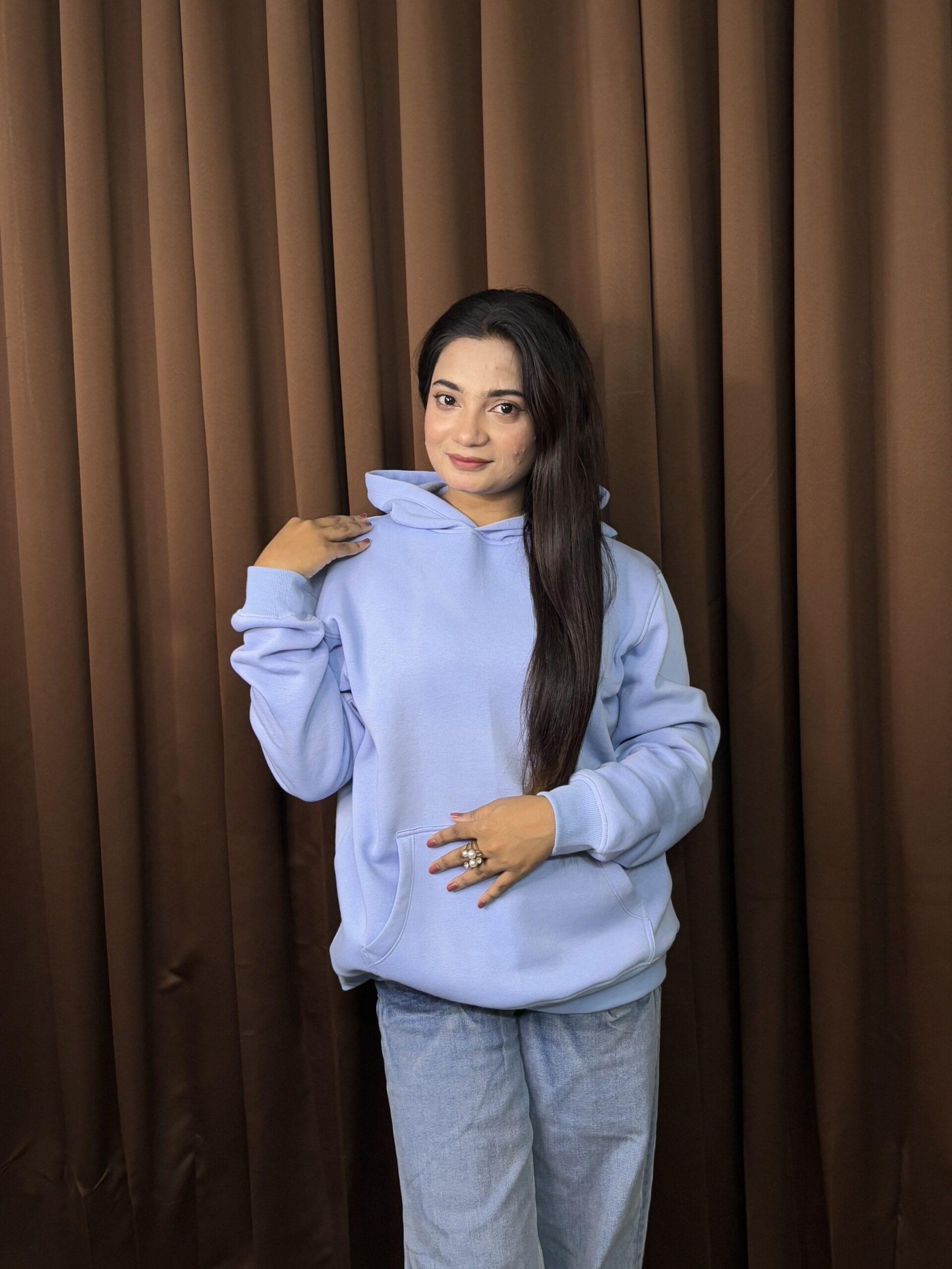 Unisex Solid Hoodie (Sky Blue) - Image 2