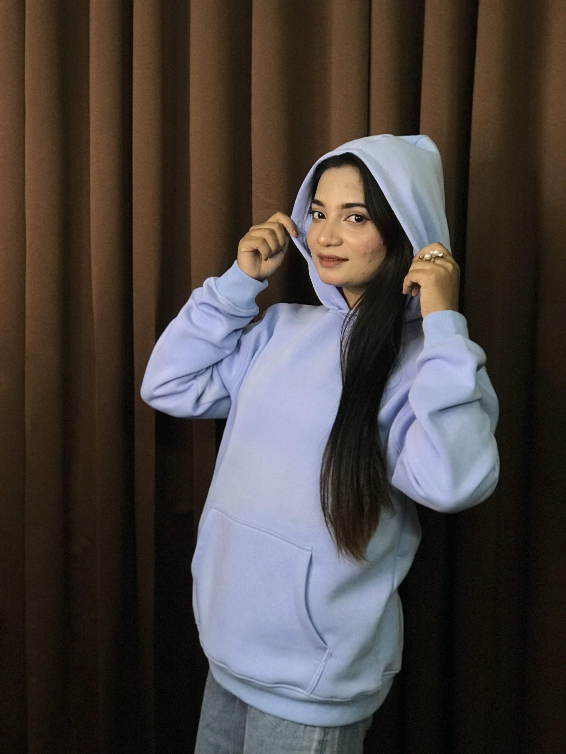 Unisex Solid Hoodie (Sky Blue) - Image 4