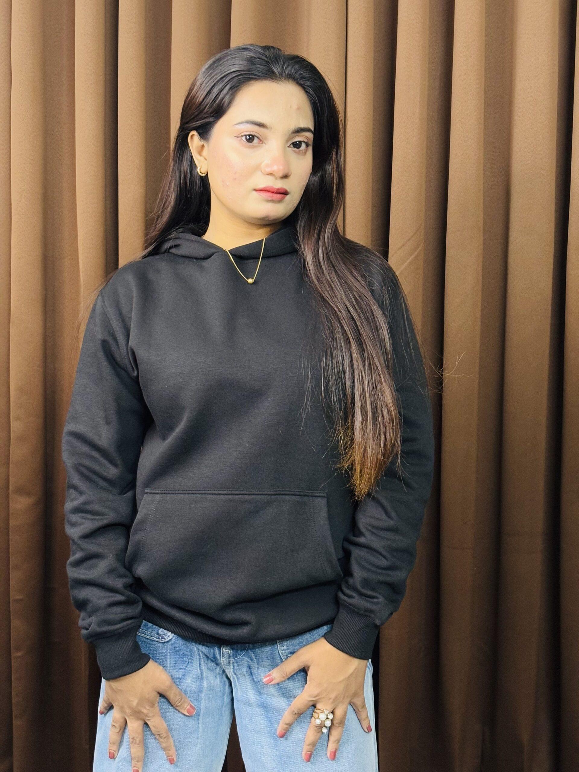 Unisex Solid Hoodie ( Black )