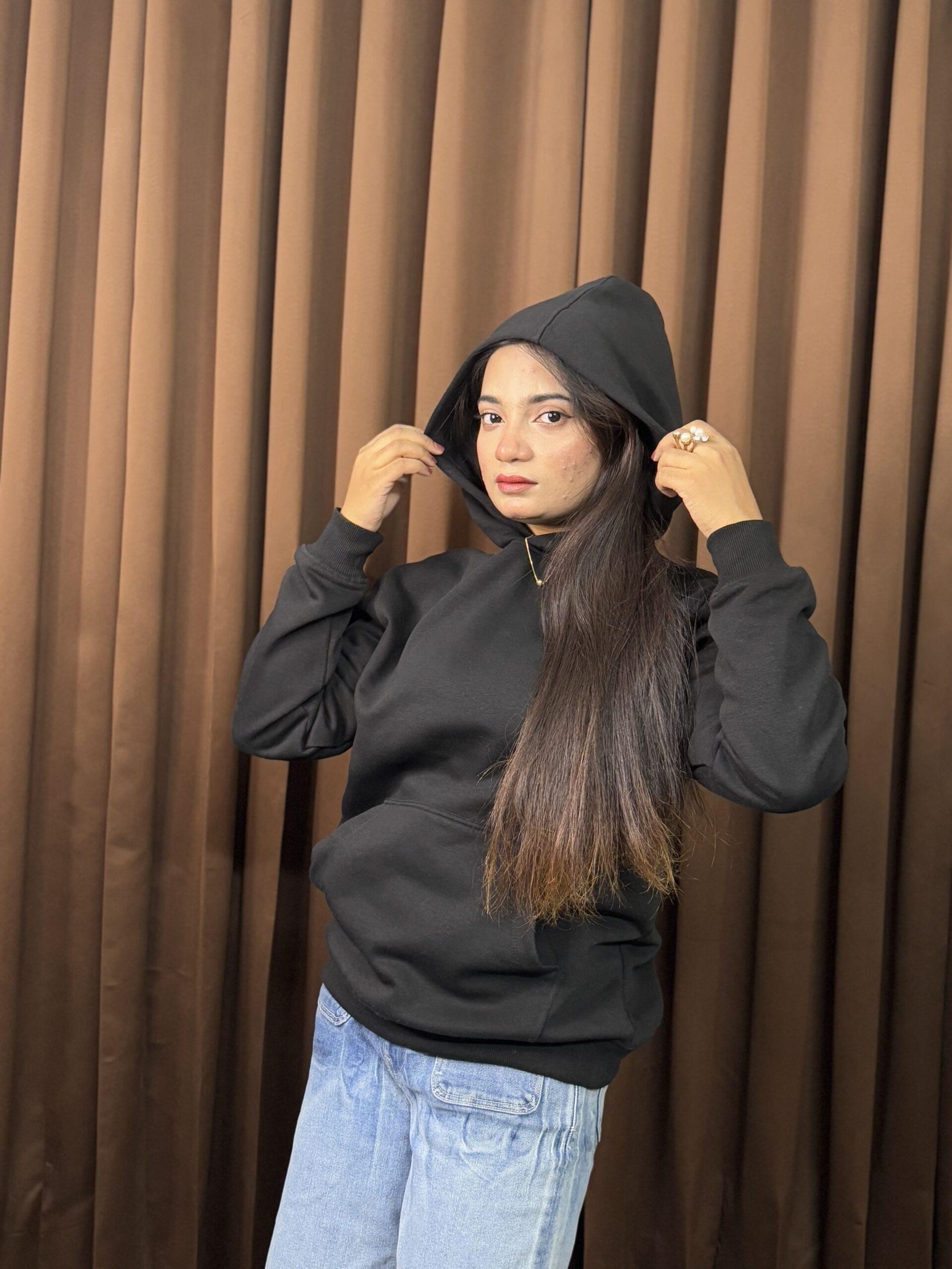 Unisex Solid Hoodie ( Black ) - Image 3