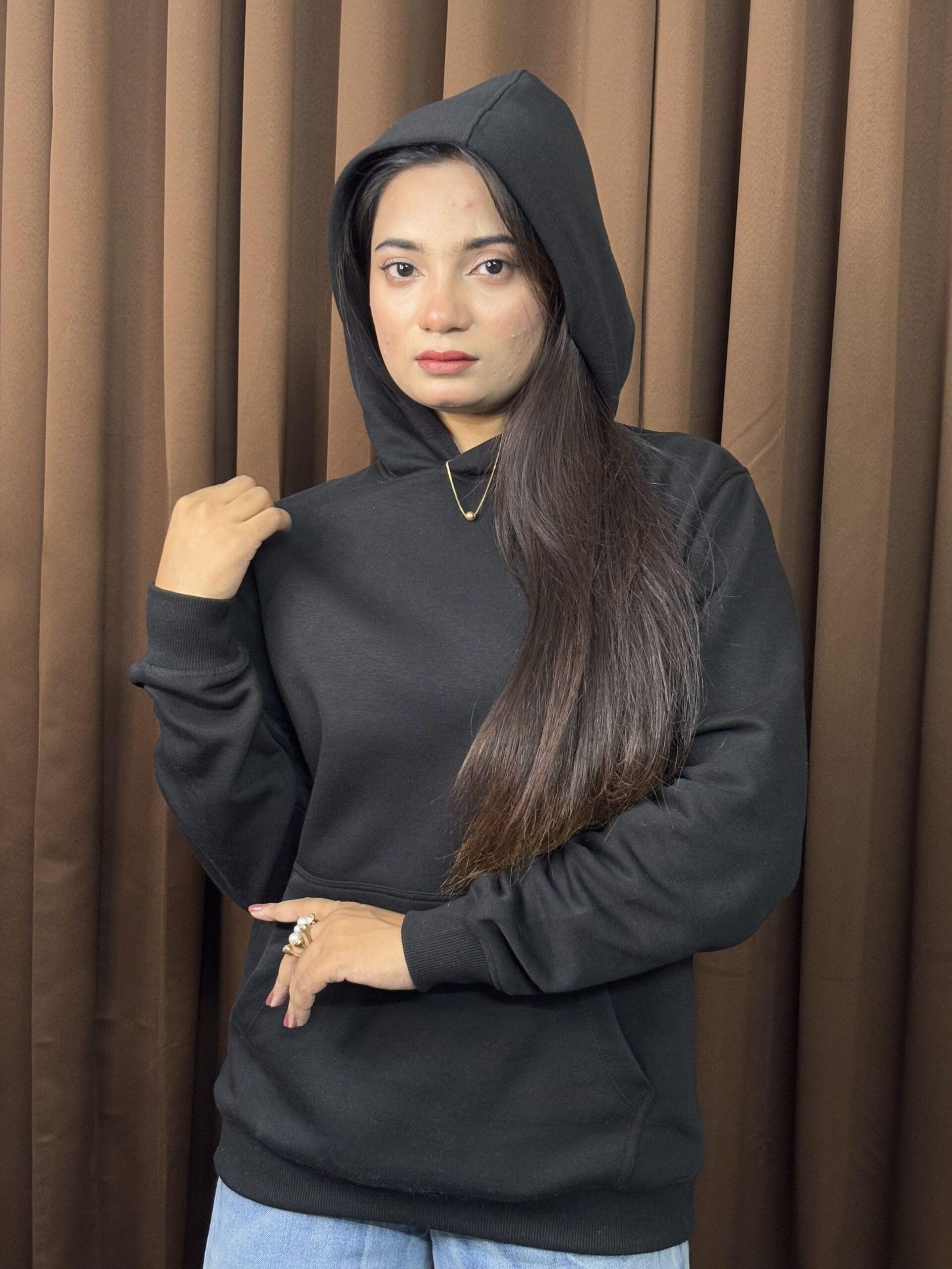 Unisex Solid Hoodie ( Black ) - Image 4