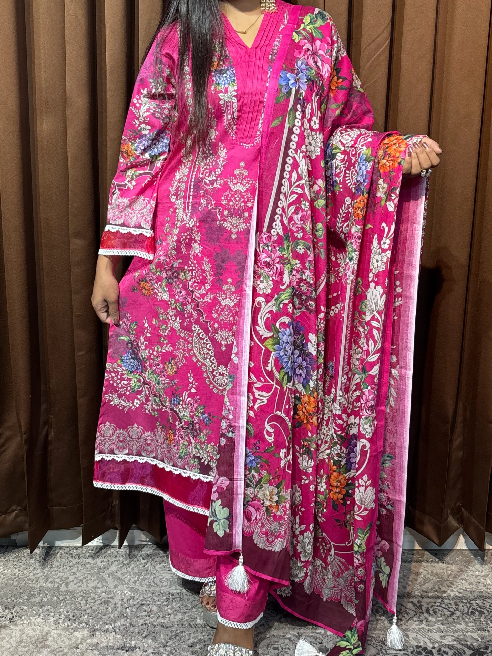 Pakistani Inspired Designer Cotton Dress - Image 2