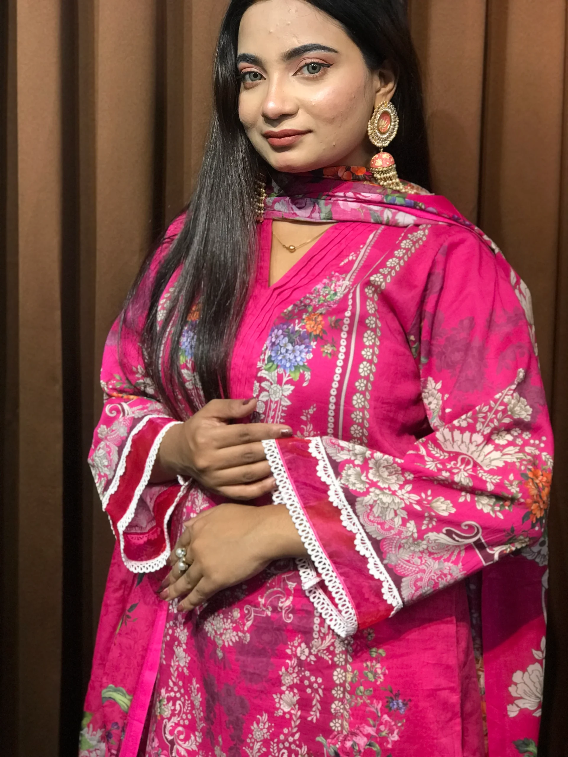 Pakistani Inspired Designer Cotton Dress - Image 3