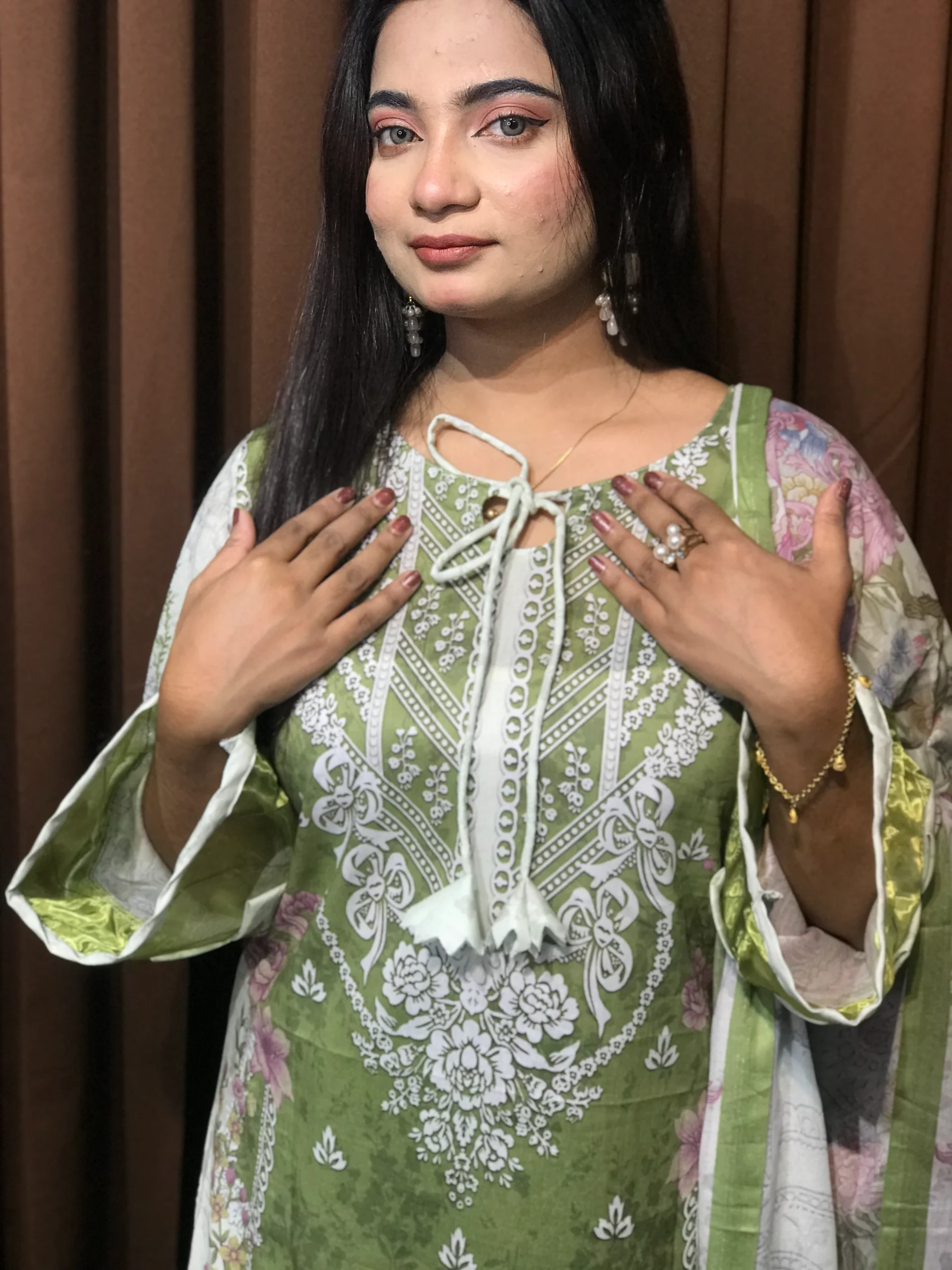 Pakistani Inspired Designer Cotton Dress - Image 2