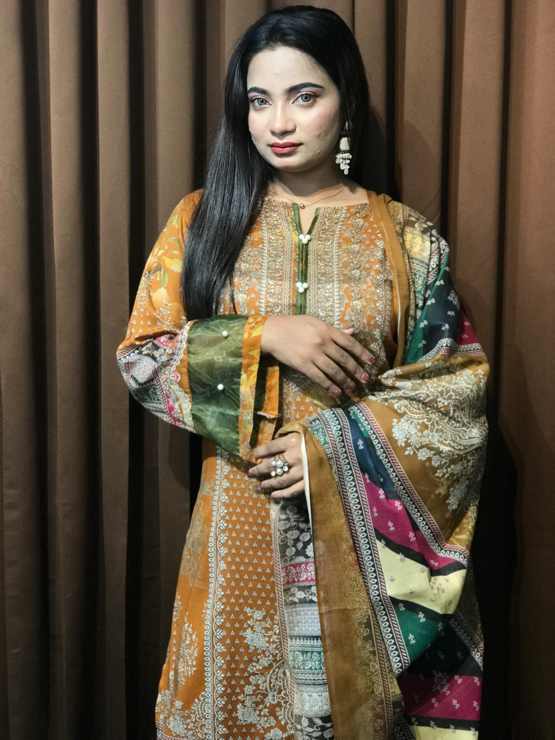 Pakistani Inspired Designer Cotton Dress - Image 2