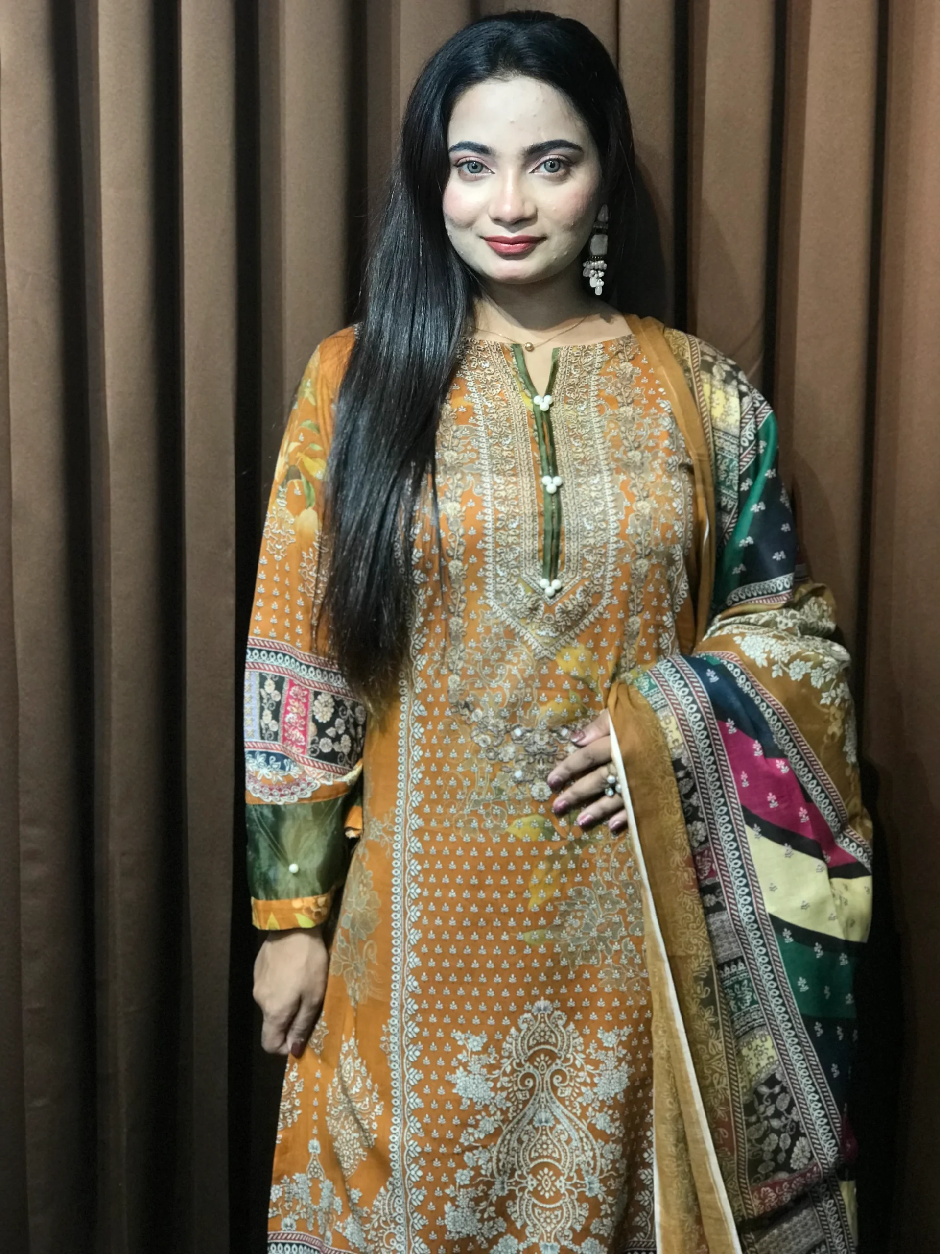 Pakistani Inspired Designer Cotton Dress - Image 4