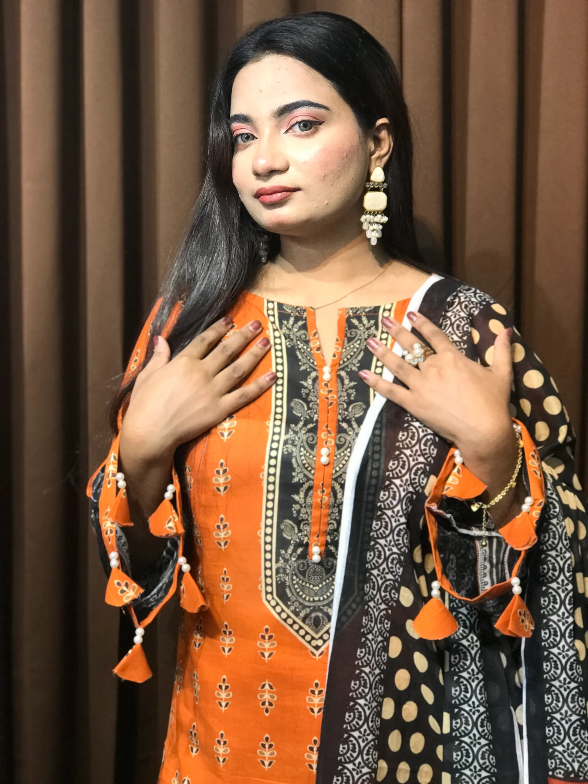 Pakistani Inspired Designer Cotton Dress - Image 4