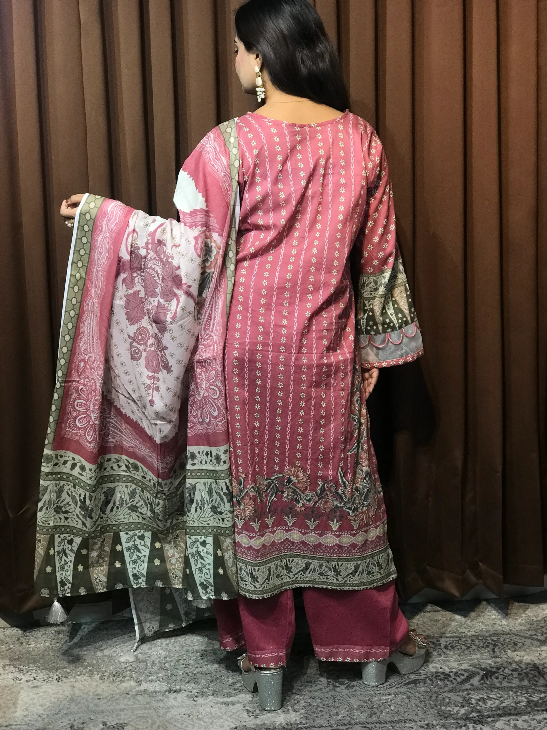 Pakistani Inspired Designer Cotton Dress - Image 3