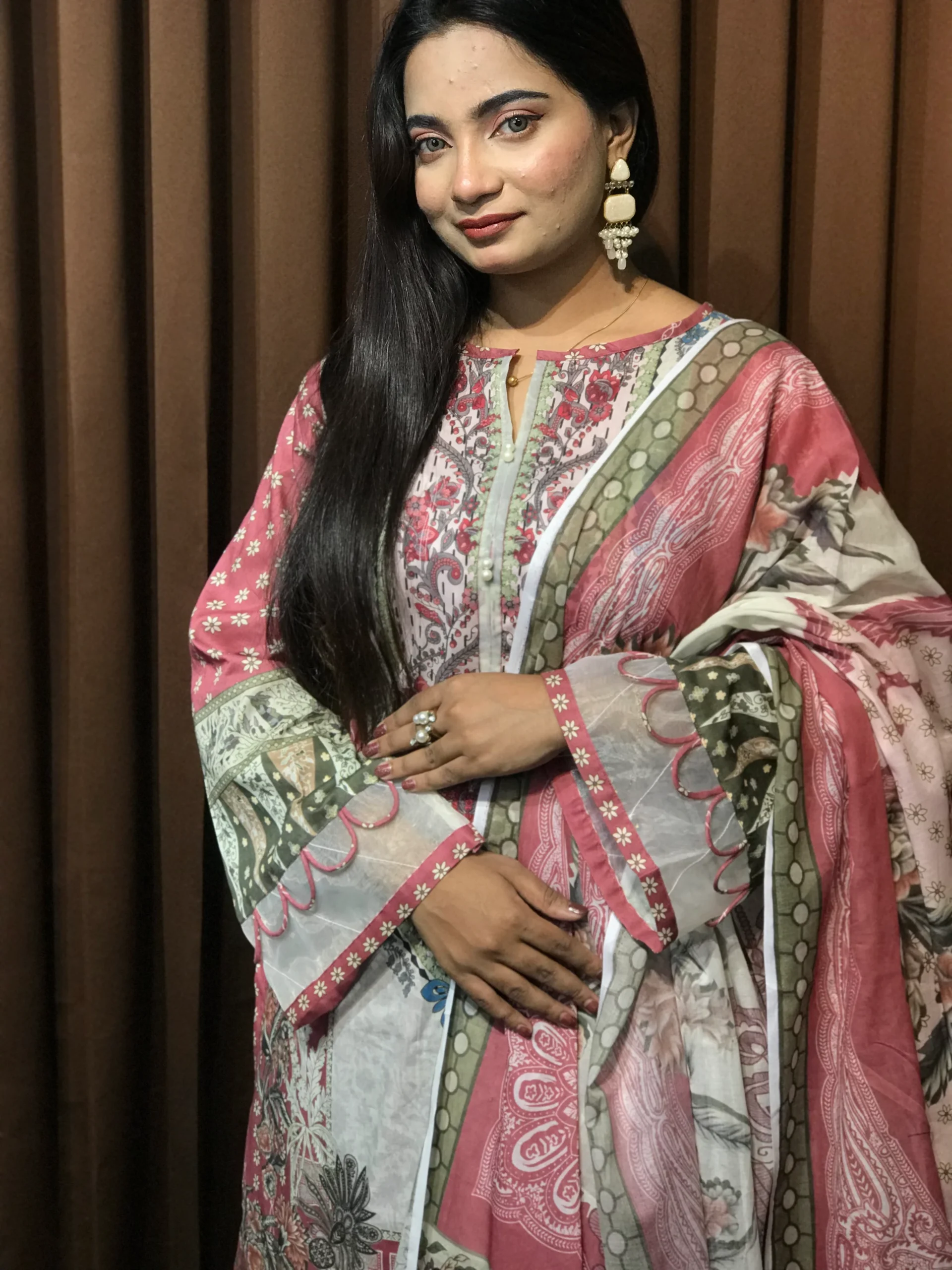 Pakistani Inspired Designer Cotton Dress - Image 2