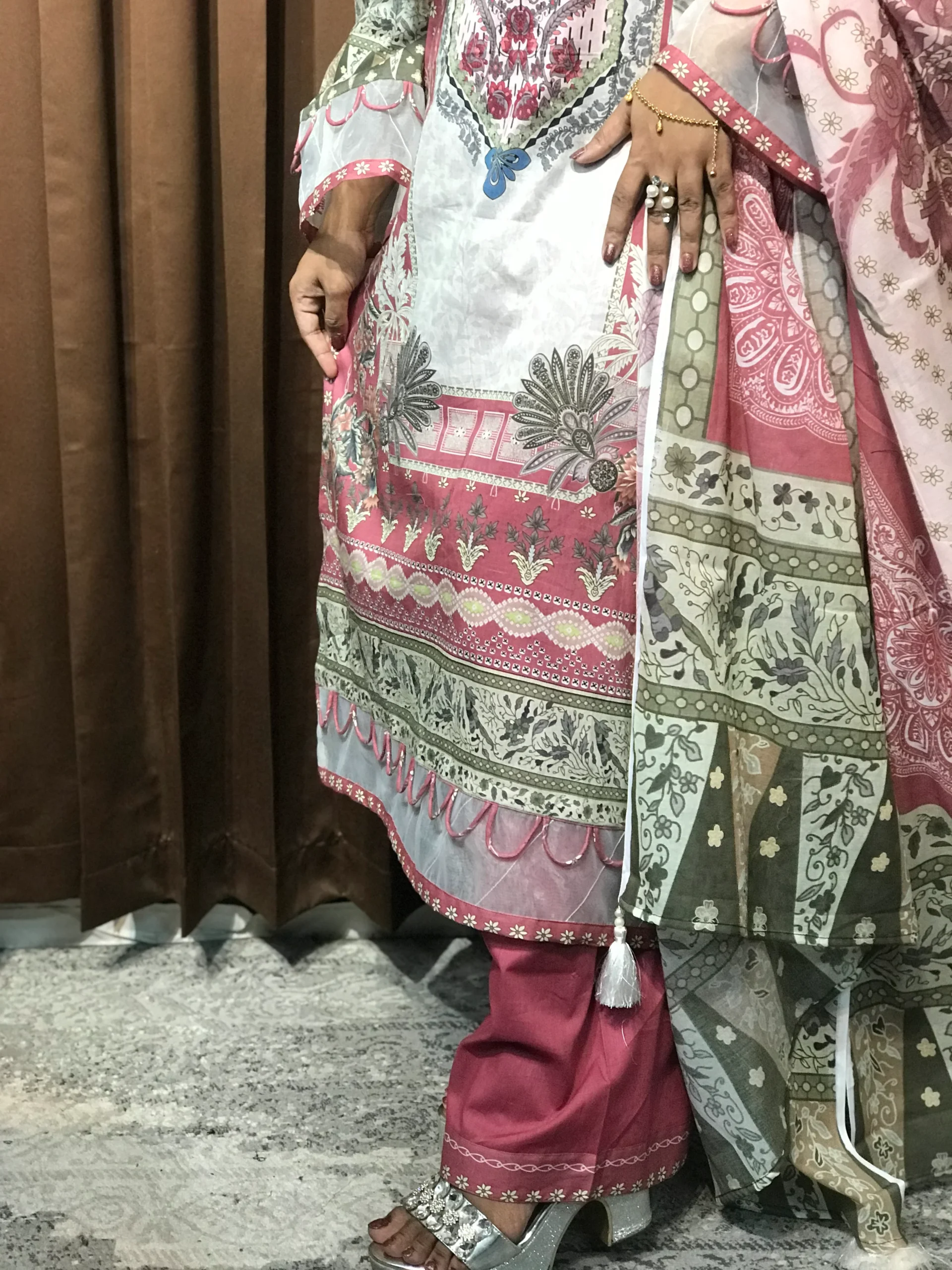 Pakistani Inspired Designer Cotton Dress - Image 4