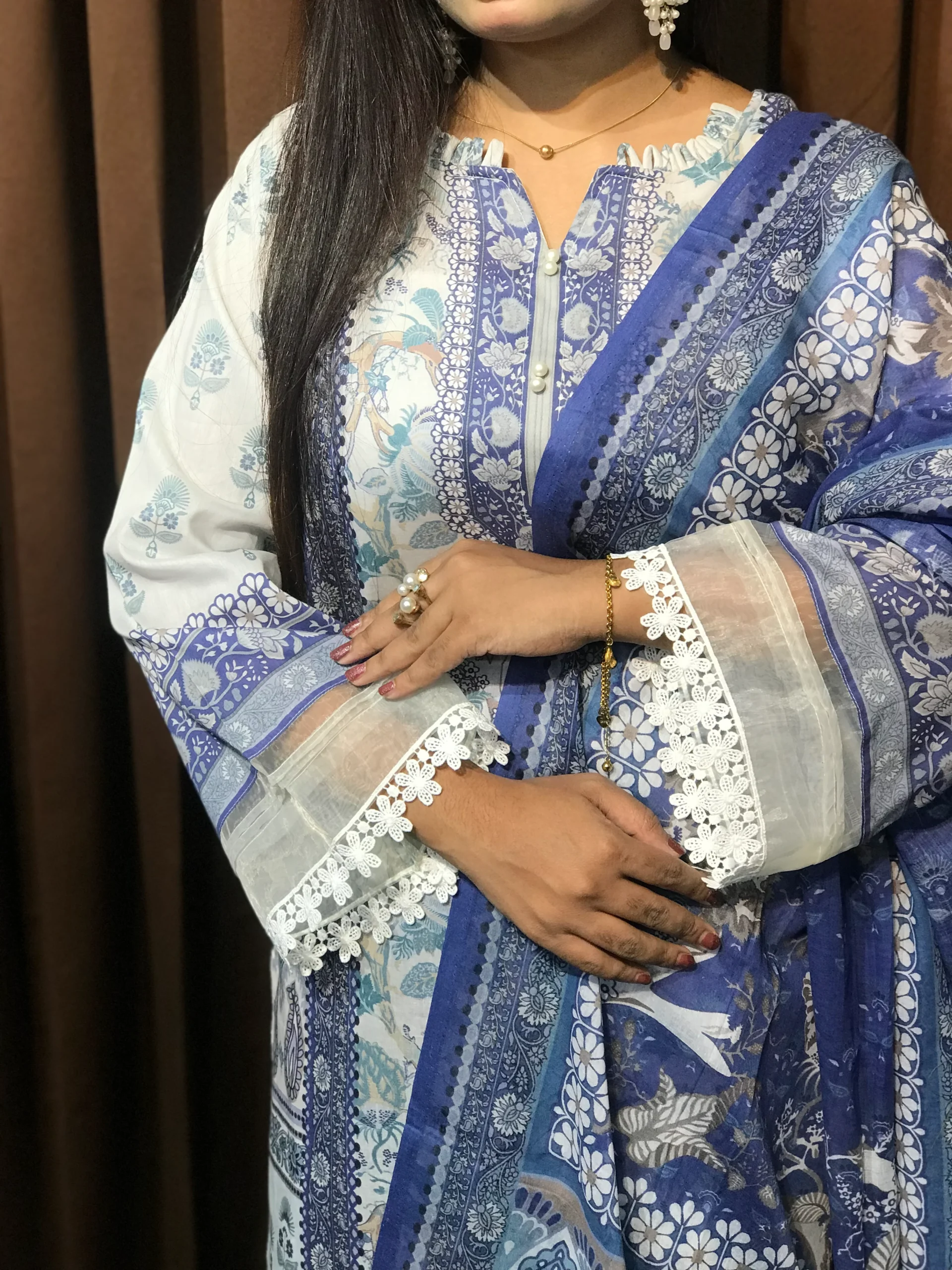 Pakistani Inspired Designer Cotton Dress - Image 4