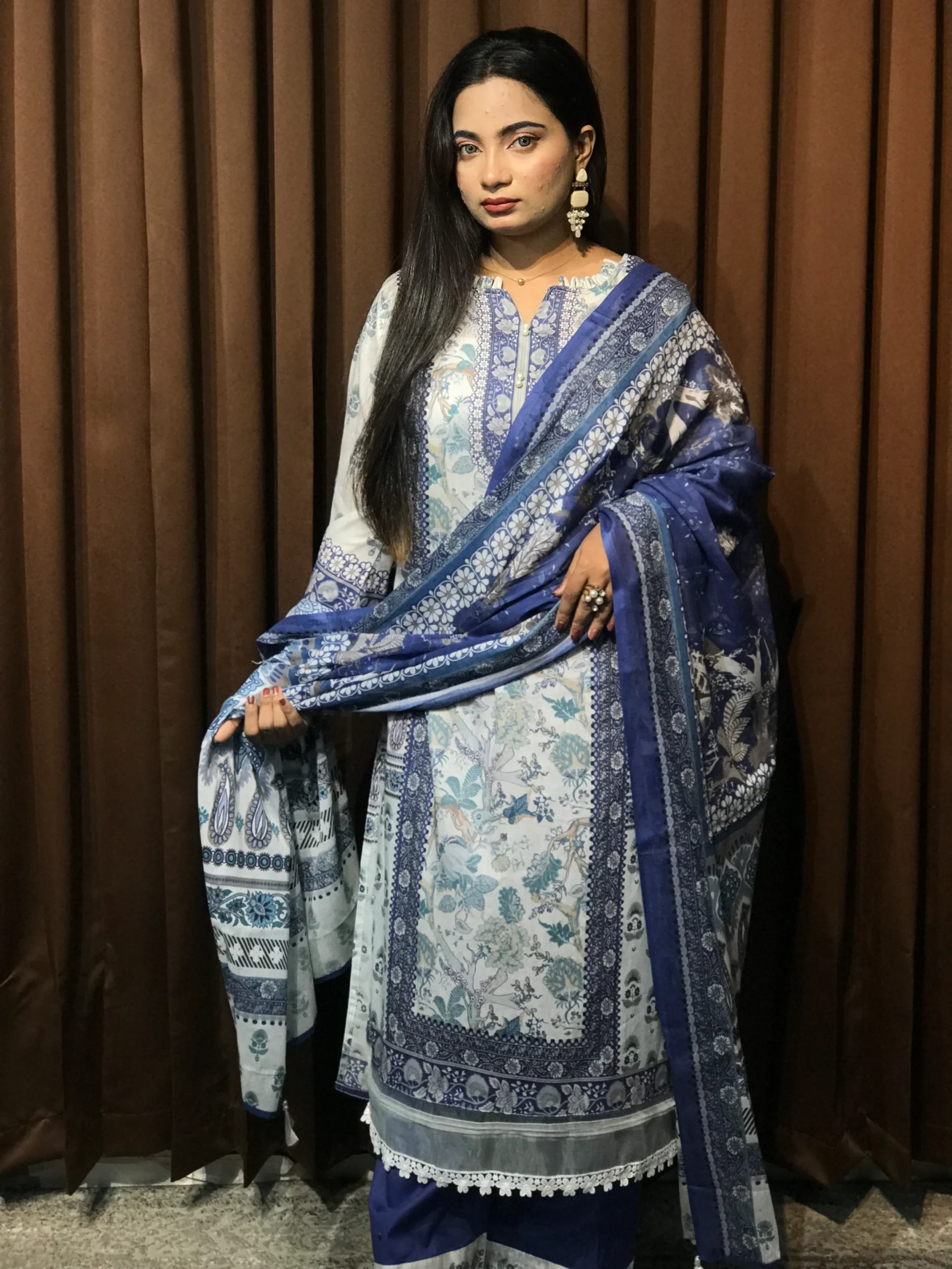 Pakistani Inspired Designer Cotton Dress - Image 2