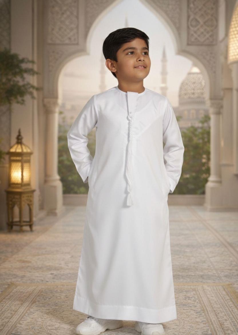 Premium Emirati Thobe with Tassel (White)