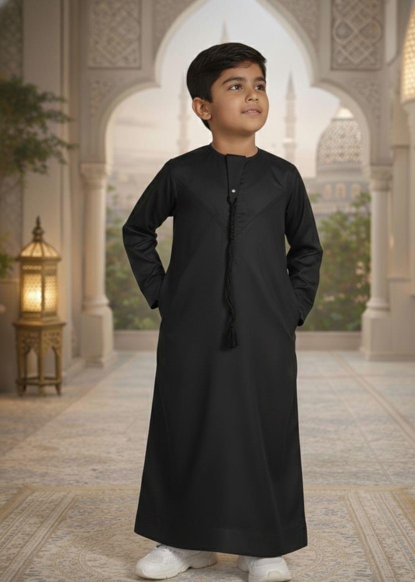 Premium Emirati Thobe with Tassel (Black)
